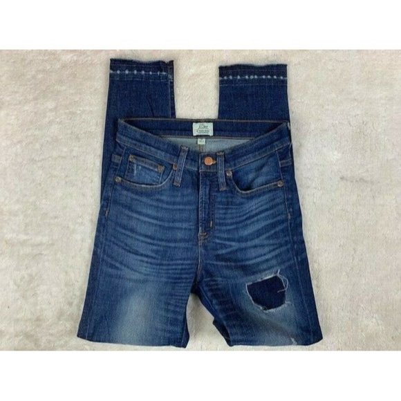 J Crew Size 26 Womens Jeans 9" High Rise Toothpick Rip Torn Distressed S… - Picture 2 of 4